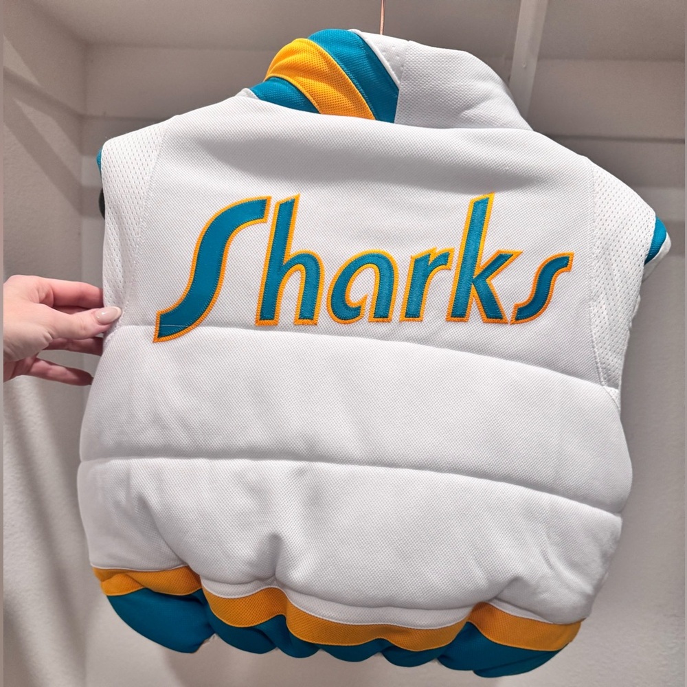 White and Teal Sharks Vest
